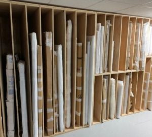 Wrapped Artwork in Storage picture racks