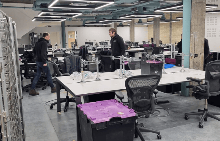 OEUK Offshore Energies UK - Office Moving Services - IT Relocation Services - Edward Baden office moving services team packing OEUK IT equipment into protective crates